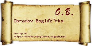 Obradov Boglárka névjegykártya